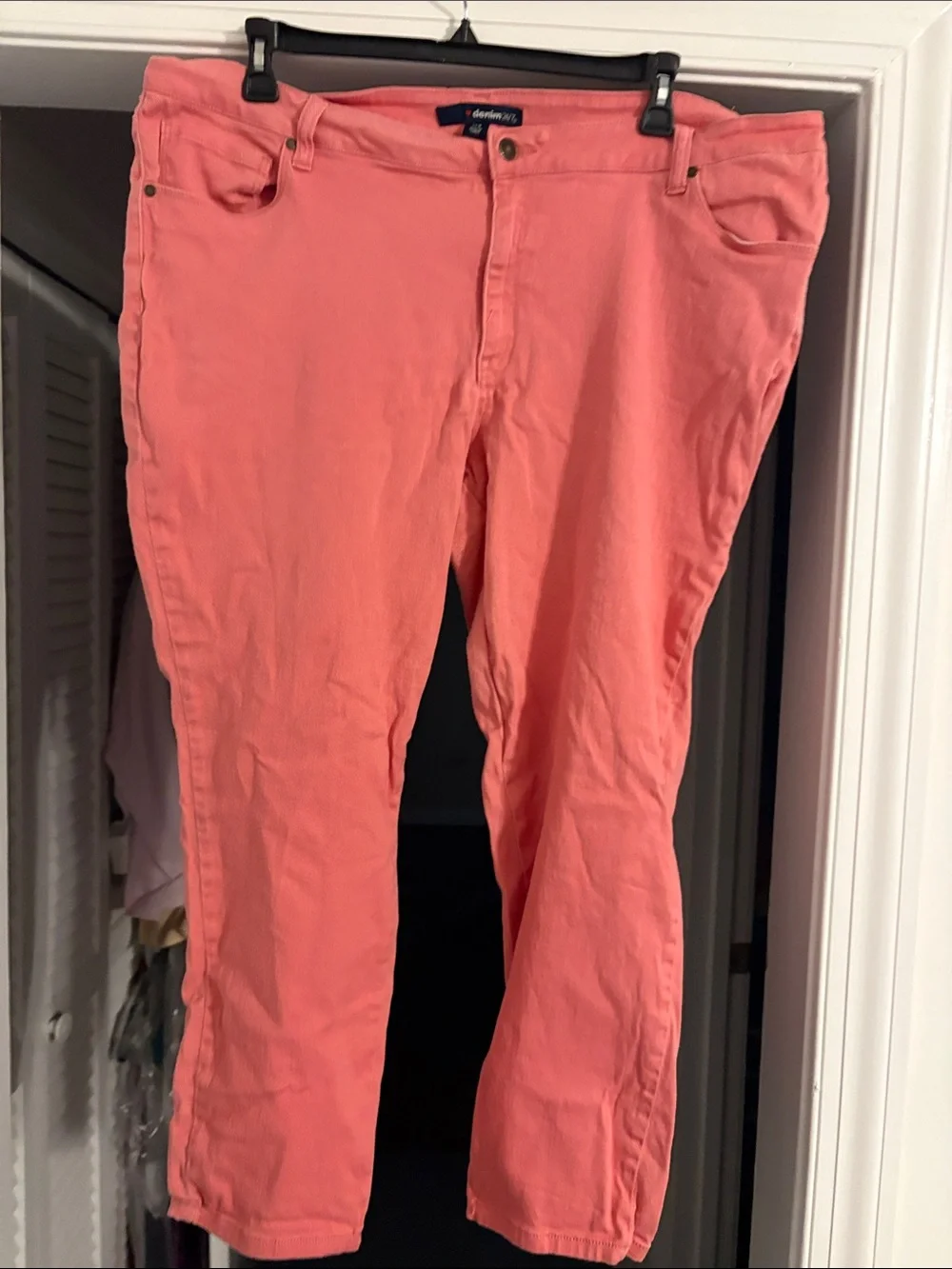 Denim&Co Coral-Pink Straight-Leg Women's Jeans